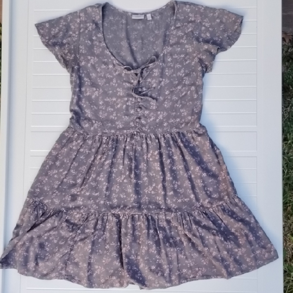True Craft Gray Floral Kids Dress
